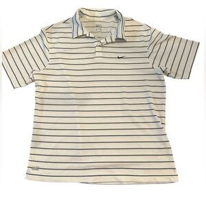 Nike Performance Golf Polo - Mens Size Medium - White Navy Stripe